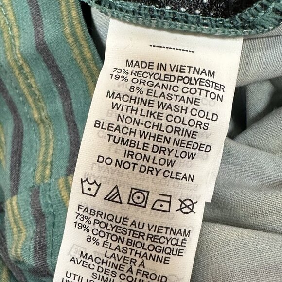 PrAna XL Green Striped Hemp Shorts Drawstring Waist 8" Inseam Mens NWT - Picture 13 of 13